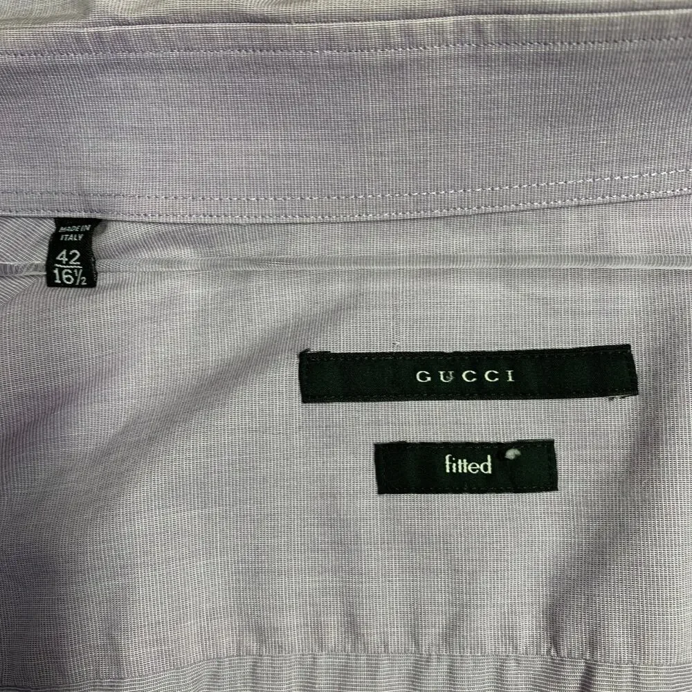 GUCCI Size L Purple Cotton Button Up Long Sleeve Shirt